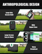 BIRDIEPULSE Golf Rangefinder with Voice Announcement & Dual Display, 1650 Yards Range Finder for Golf, 6-6.5X Magnification, with Height & Speed Measurement, Multifunctional Outdoor Rangefinder