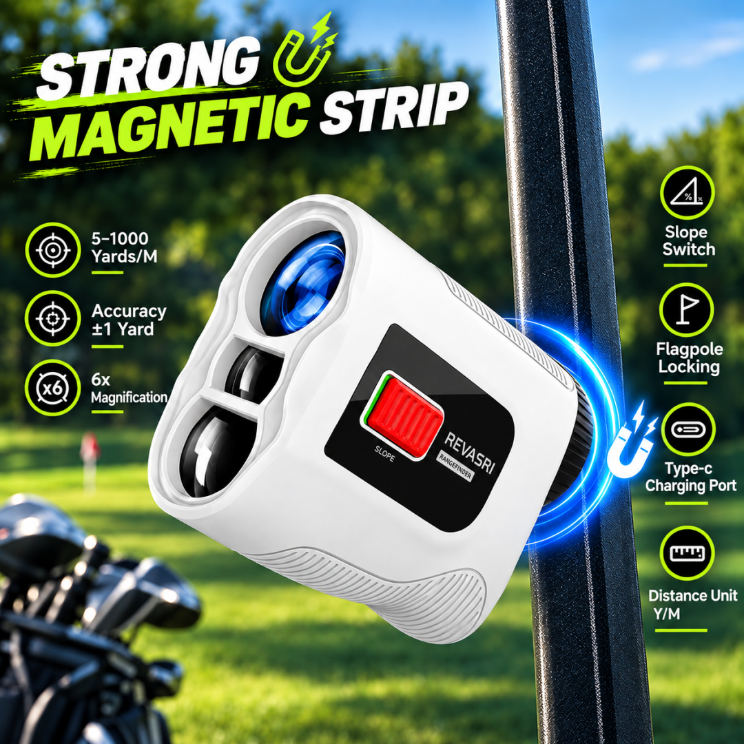 REVASRI 3M07 Golf Rangefinder with Slope, Magnetic Strip & Flag Lock with Vibration