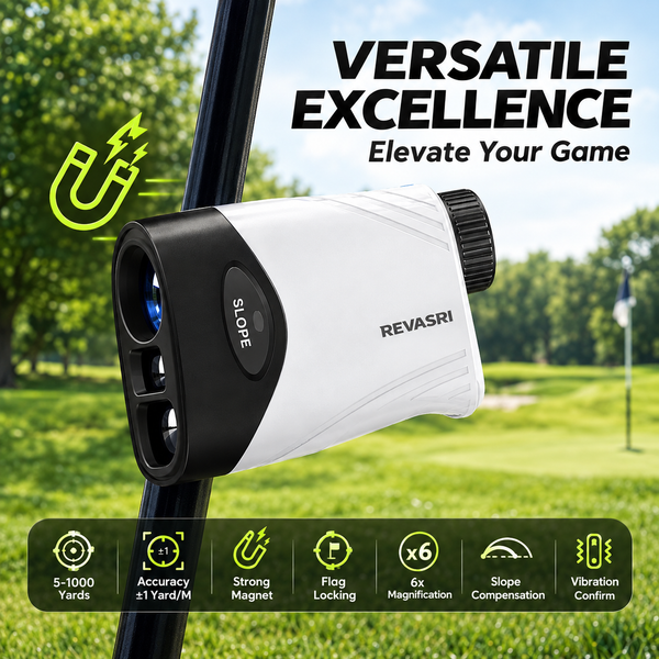 REVASRI 3M09 Golf Rangefinder with Slope Compensation, Flag Lock & Magnetic Strip
