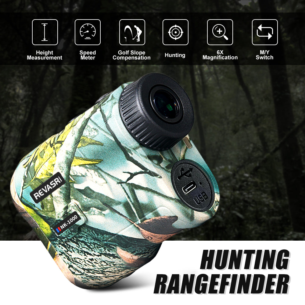 REVASRI Camo Laser Rangefinder for Hunting With Horizontal Distance 6X Monocular Range Finder