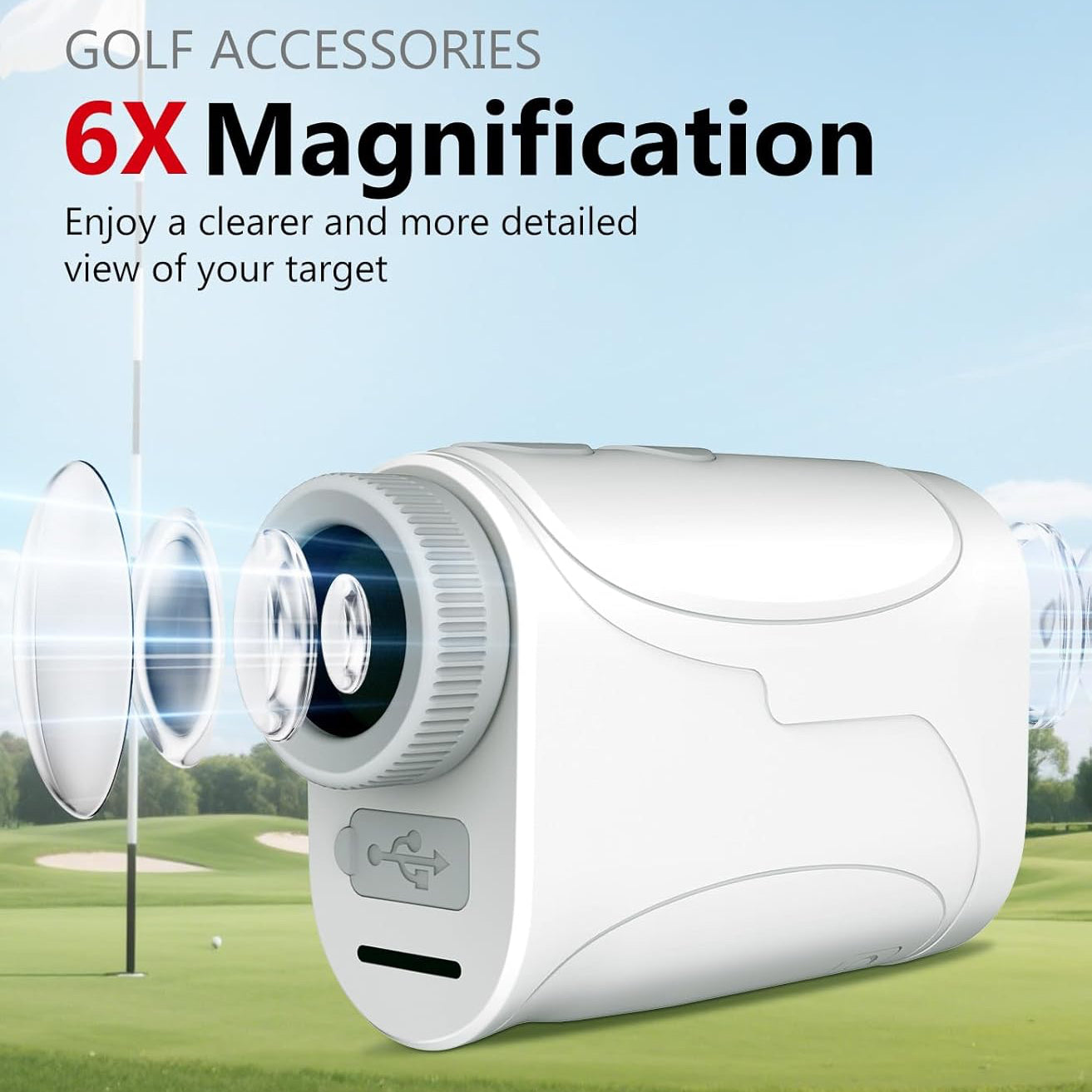 REVASRI Mini Golf Rangefinder With Slope 1300Yards Laser Range Finder With Flag Locking Vibration For Golfing