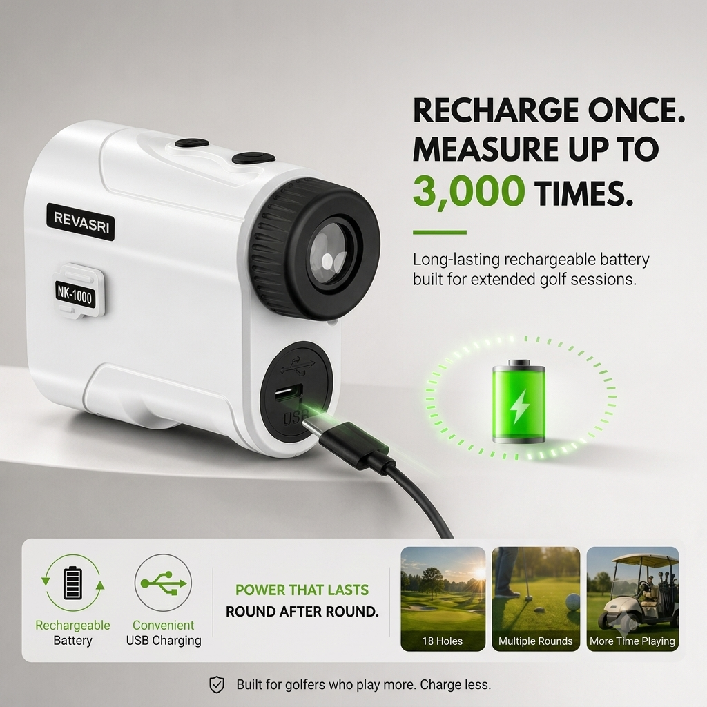 Revasri Golf Rangefinder for Beginners with Slope, Pin Lock Vibration & Easy Target Locking