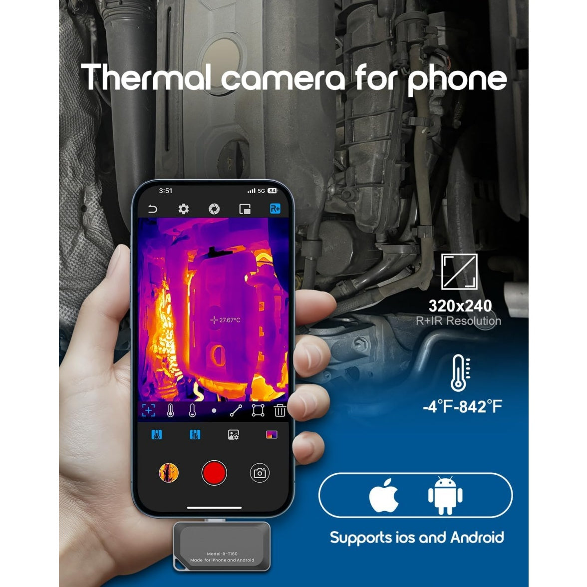 REVASRI Thermal Camera for iPhone & Android – 320×240 / 512×384 HD Infrared Imaging