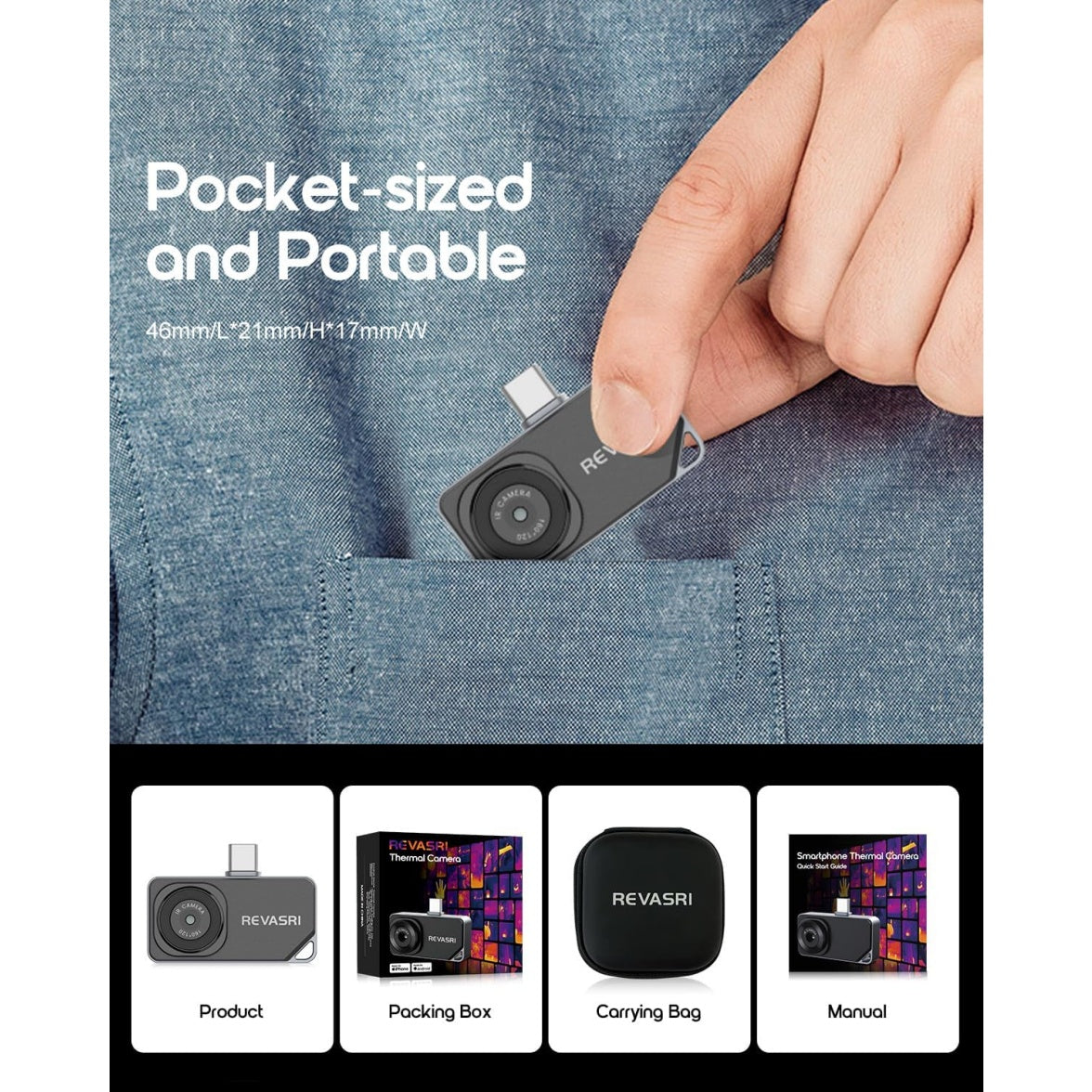 REVASRI Thermal Camera for iPhone & Android – 320×240 / 512×384 HD Infrared Imaging