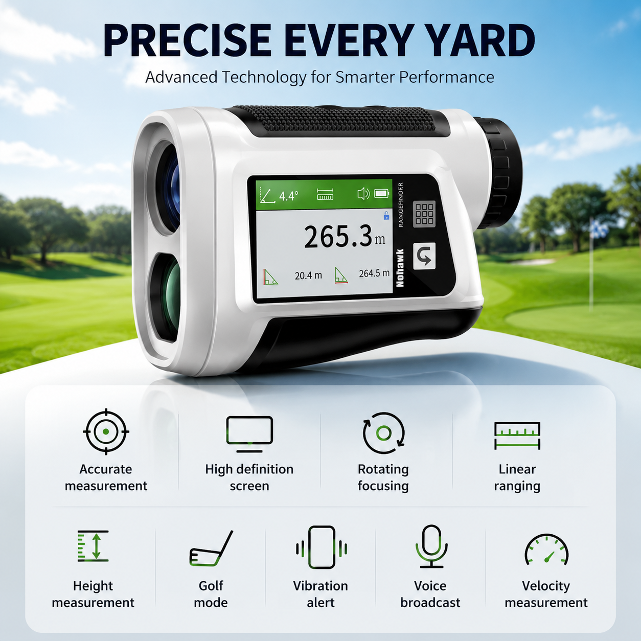 Multifunction Golf Rangefinder with Display – Vertical & Horizontal Distance