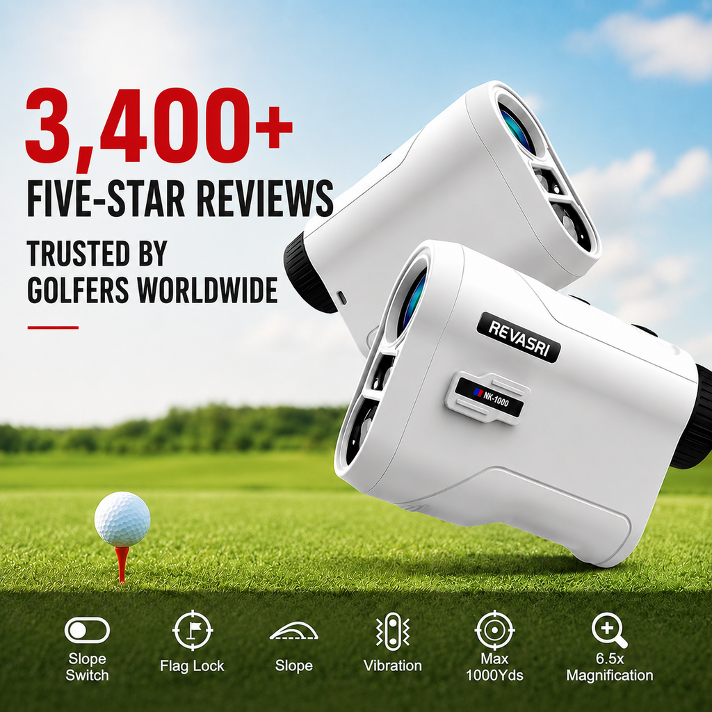 Revasri Golf Rangefinder for Beginners with Slope, Pin Lock Vibration & Easy Target Locking