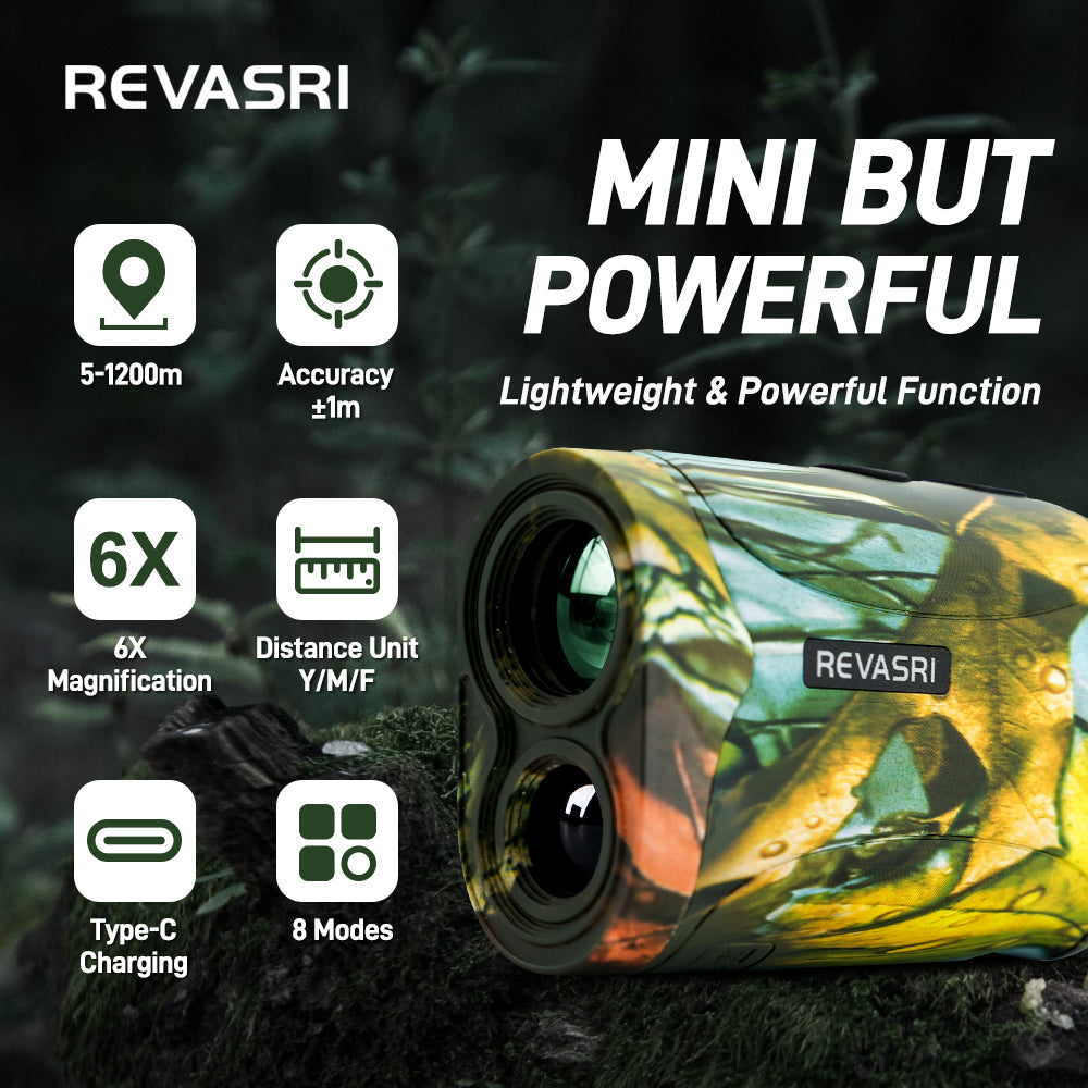 REVASRI 1200m mini Laser Range Finder with Speed Horizontal/Vertical Distance Measurement for Hunting and Hiking