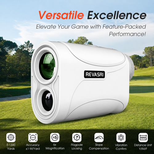 REVASRI Mini Golf Rangefinder – 1300Y Accuracy, Slope & Flag Lock Vibration