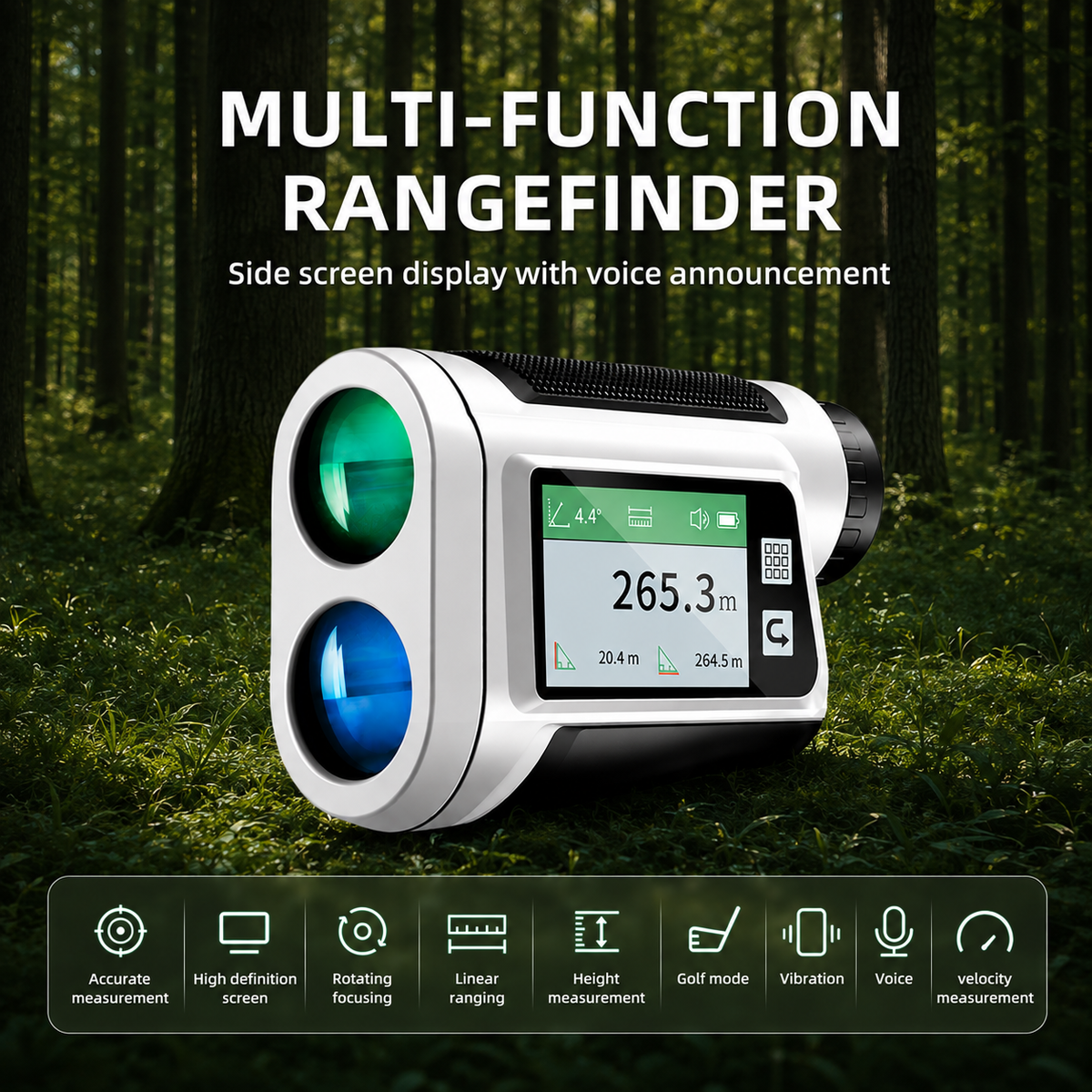 Multifunction Golf Rangefinder with Display – Vertical & Horizontal Distance