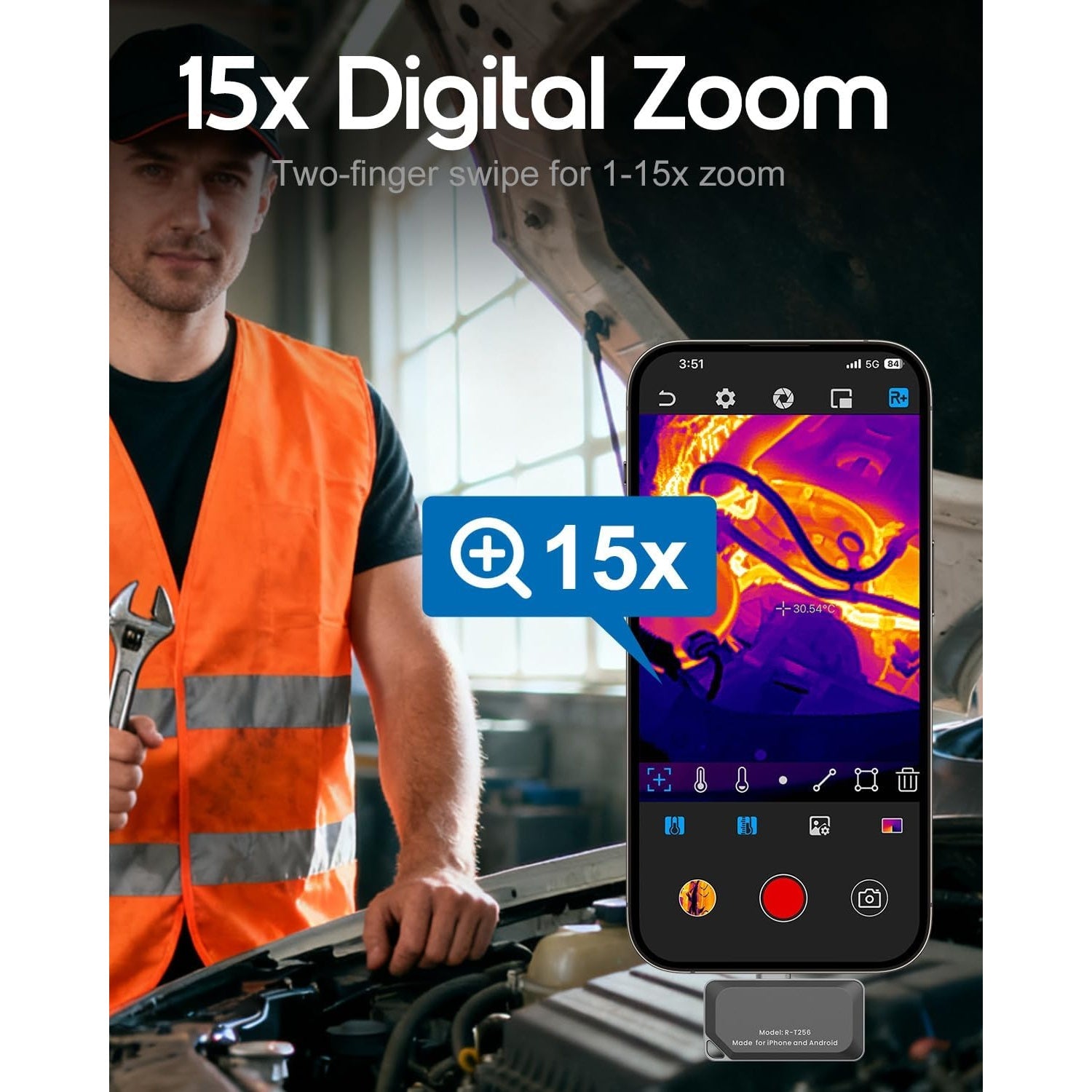 REVASRI Thermal Camera for iPhone & Android – 512×384 Super IR Resolution Thermal Imaging Camera